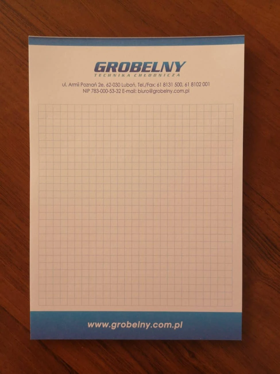 Notesy klejony z reklamą dla firmy Grobelny