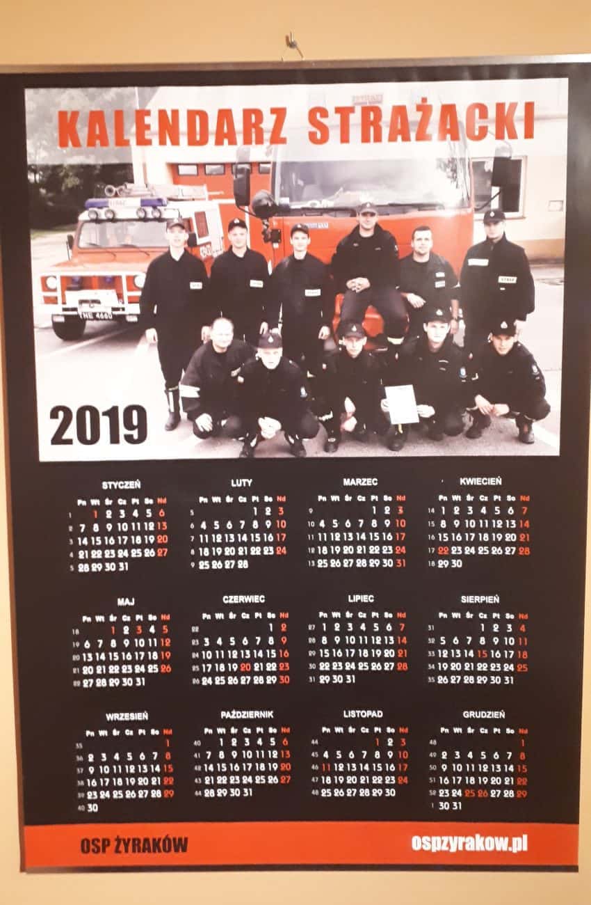 Kalendarz listwowany na ścianę strażacki OSP Żyraków