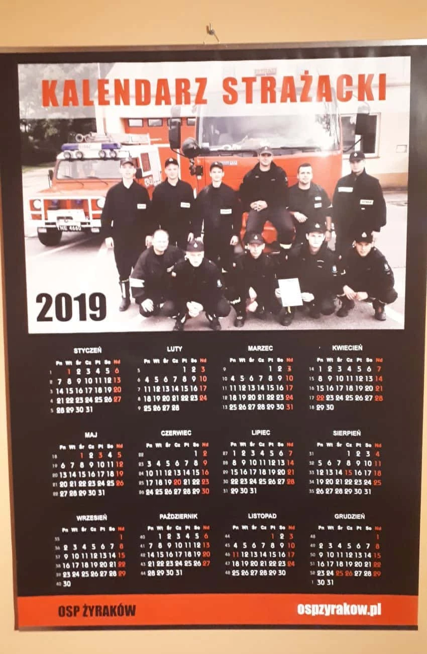 Kalendarz listwowany na ścianę strażacki OSP Żyraków