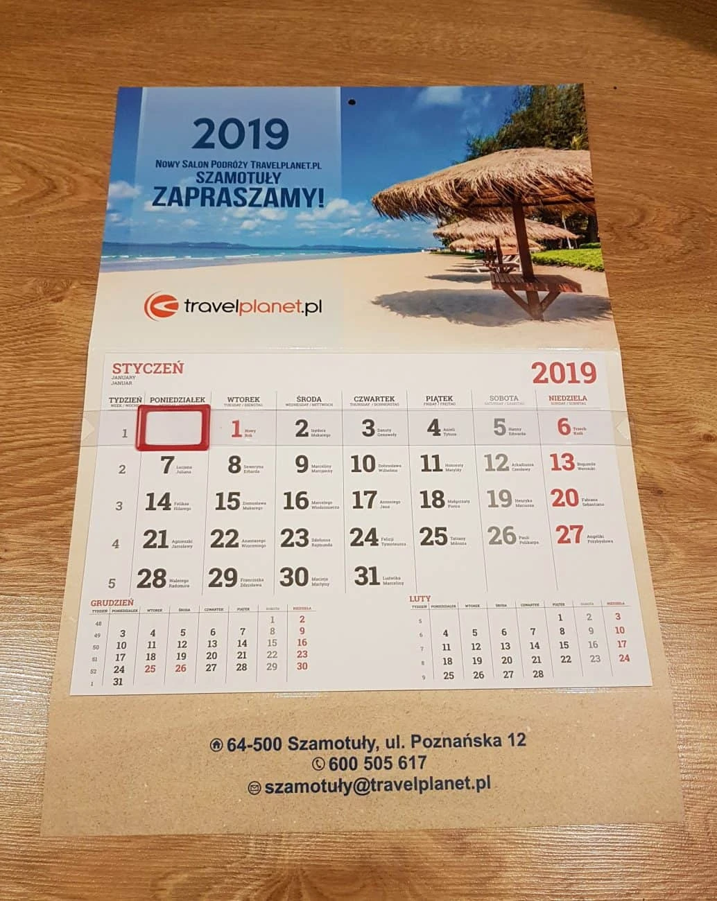 kalendarze ścienne jednodzielne dla travelplanet