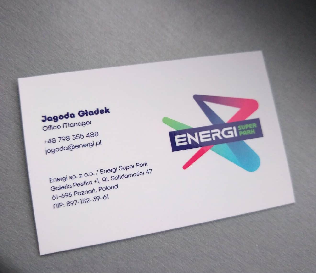 wizytówki firmowe z logo Energi