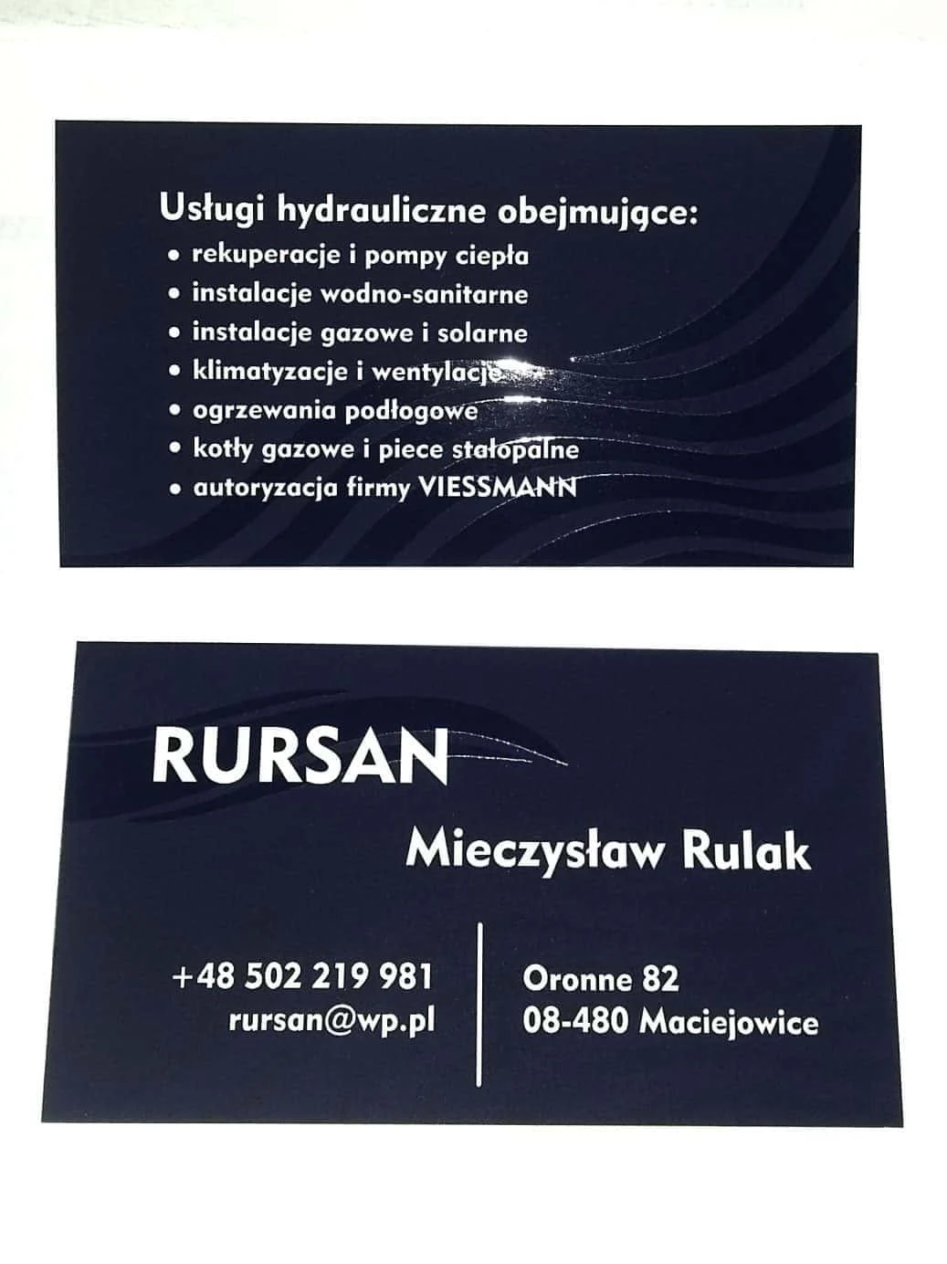 wizytówki dla firmy rursan