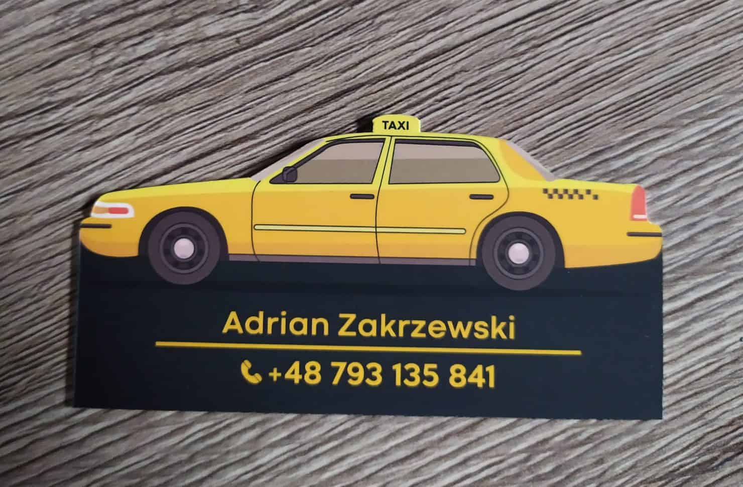 wizytówki wycinane a firmy taksówkarskiej