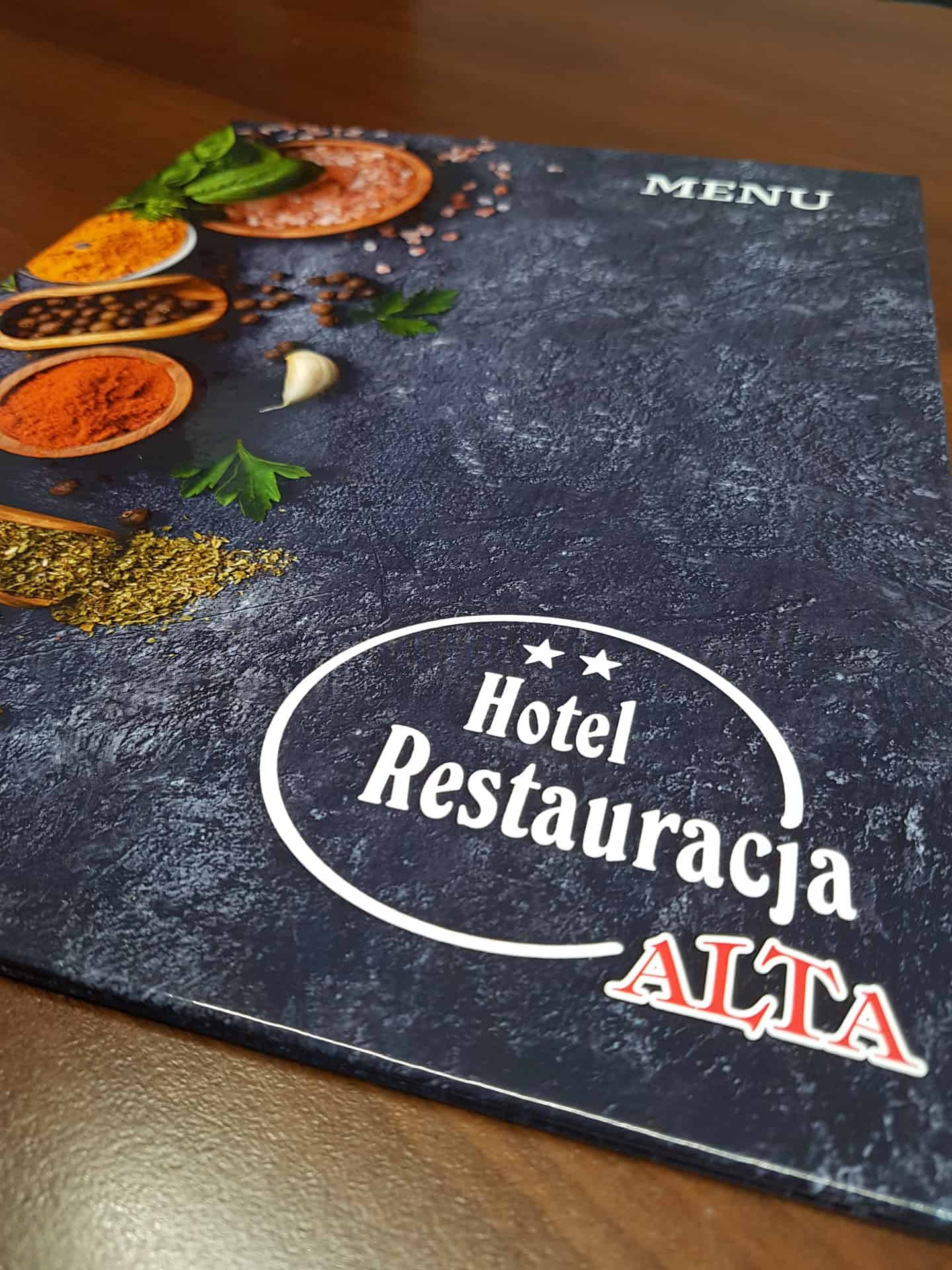 etui menu z logo Hotel Restauracja ALTA