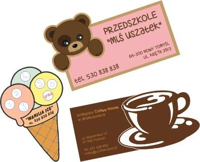 wizytówki z indywidualnym kształcie 3 przykłady