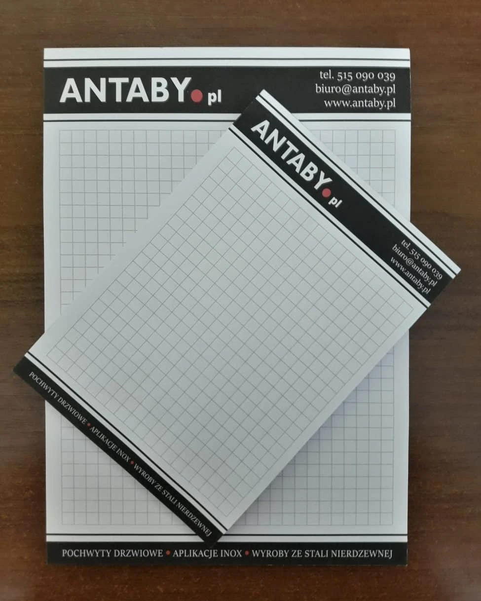 notesy klejone z reklamą firmy antaby