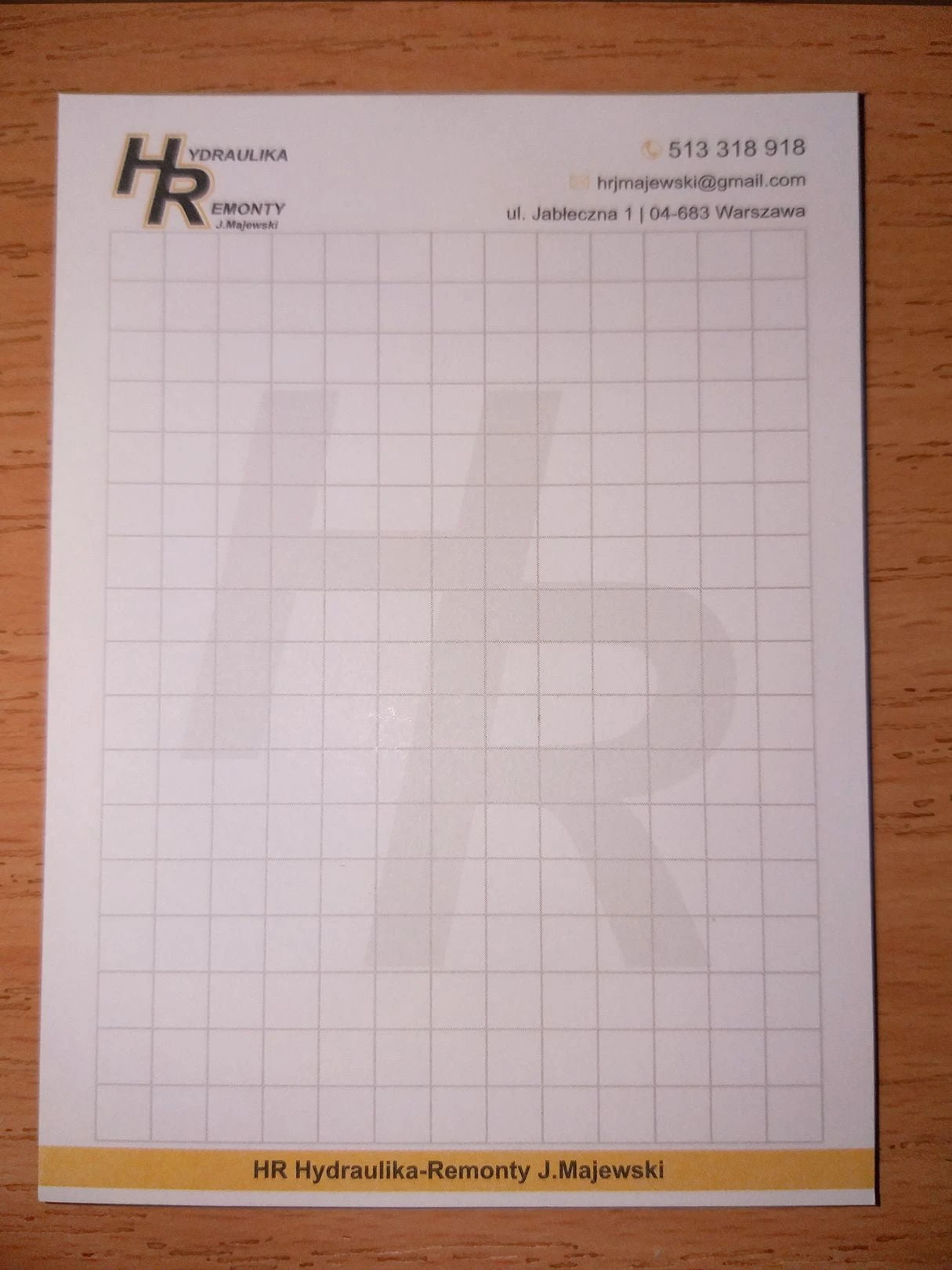 Notesy reklamowe z logo HR Hydraulika Remonty