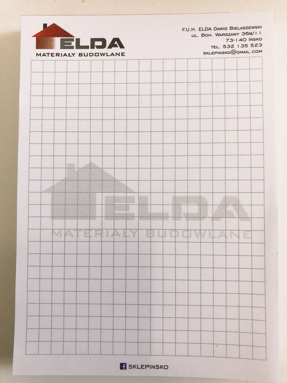 notesy reklamowe z logo elda materiały budowlane