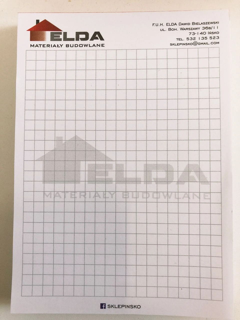 notesy reklamowe z logo elda materiały budowlane