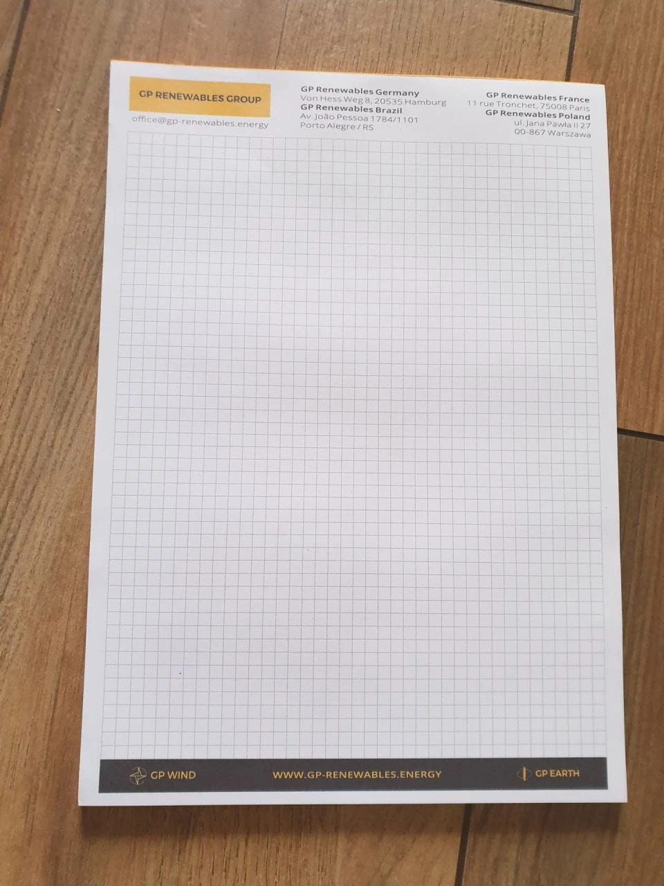 notesy reklamowe z logo GP Renewables Group