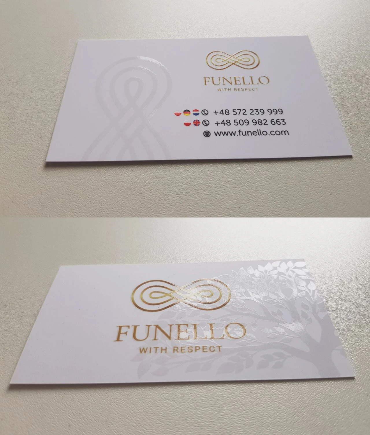 wizytówki uv z logo Funello