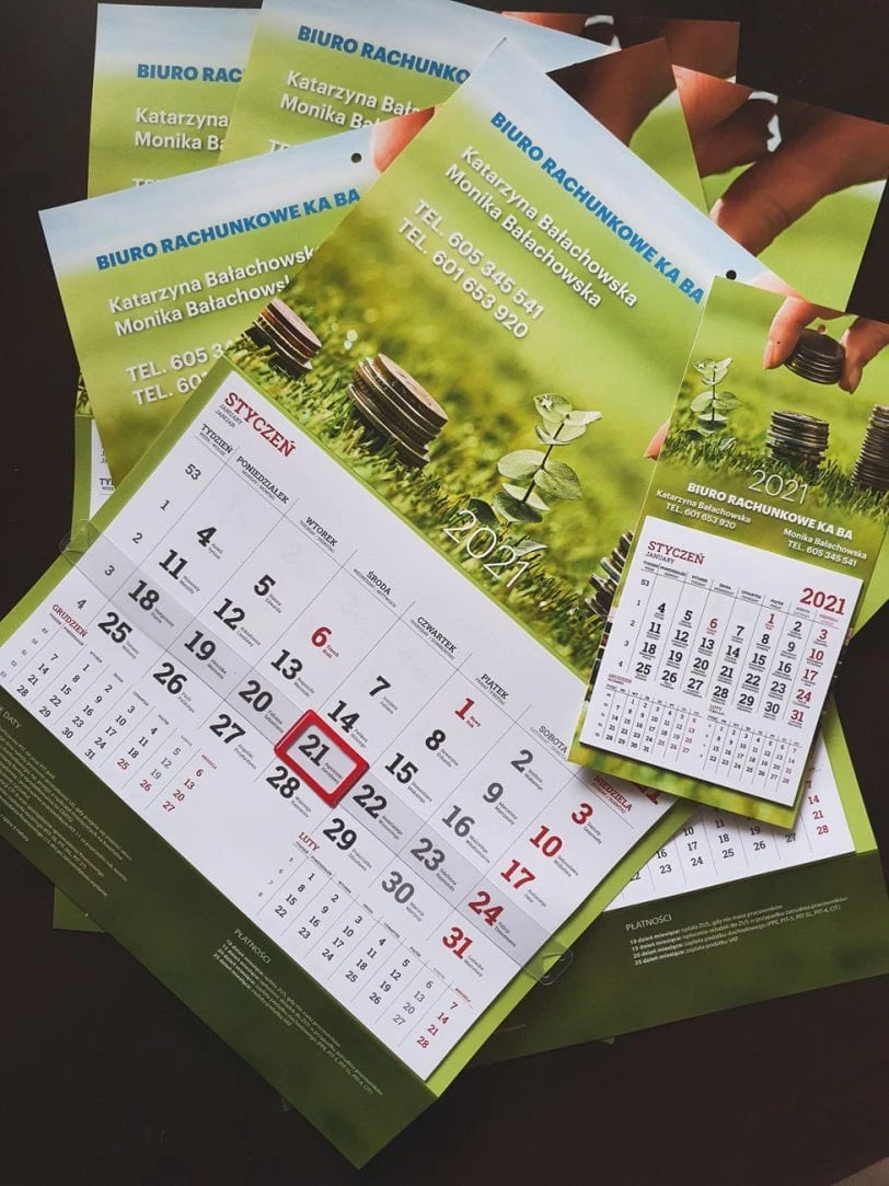 kalendarze z nadrukiem dla Biura Rachunkowego KABA