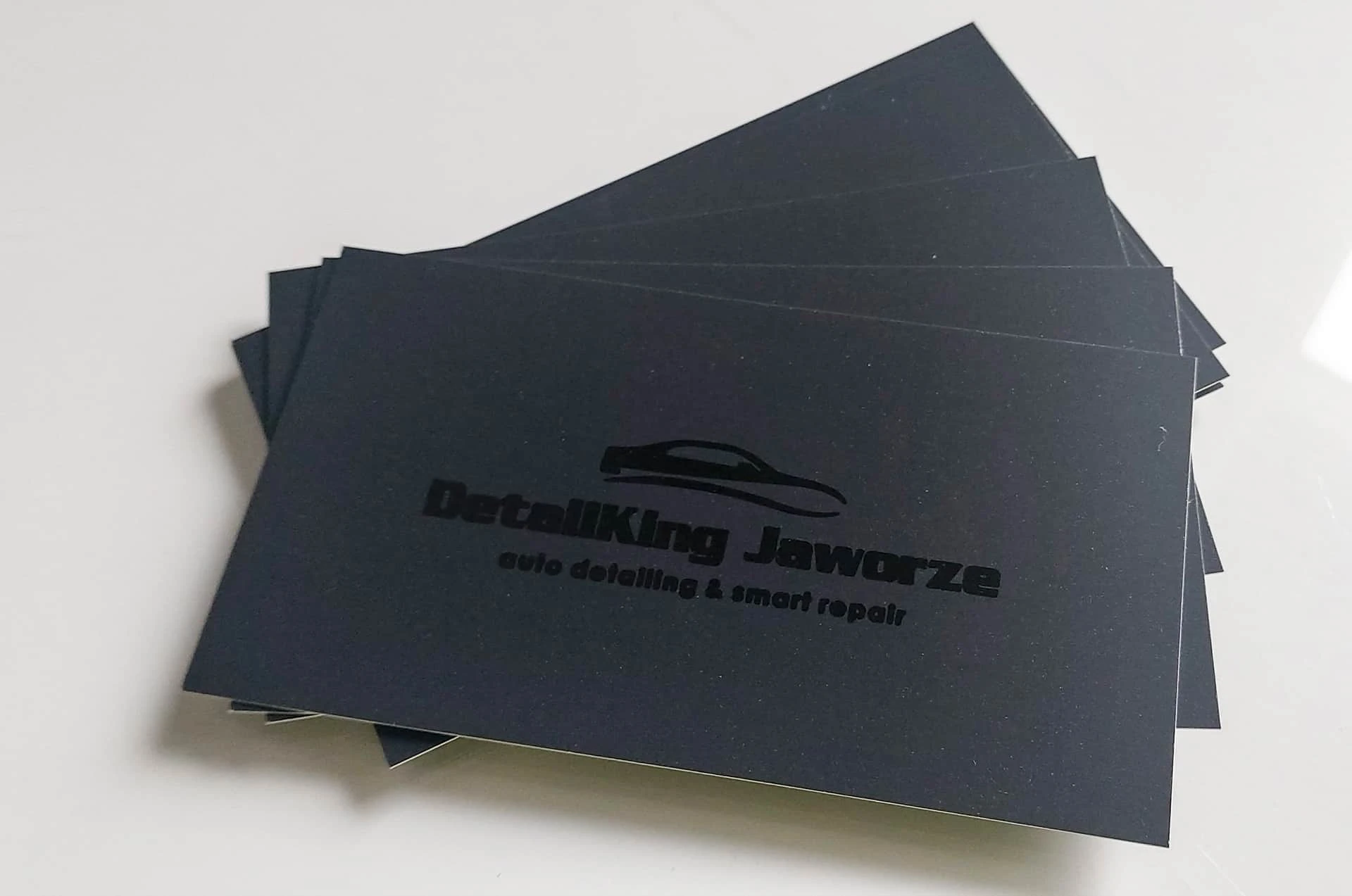 wizytówki z błyszczącym logo DetallKing Jaworze