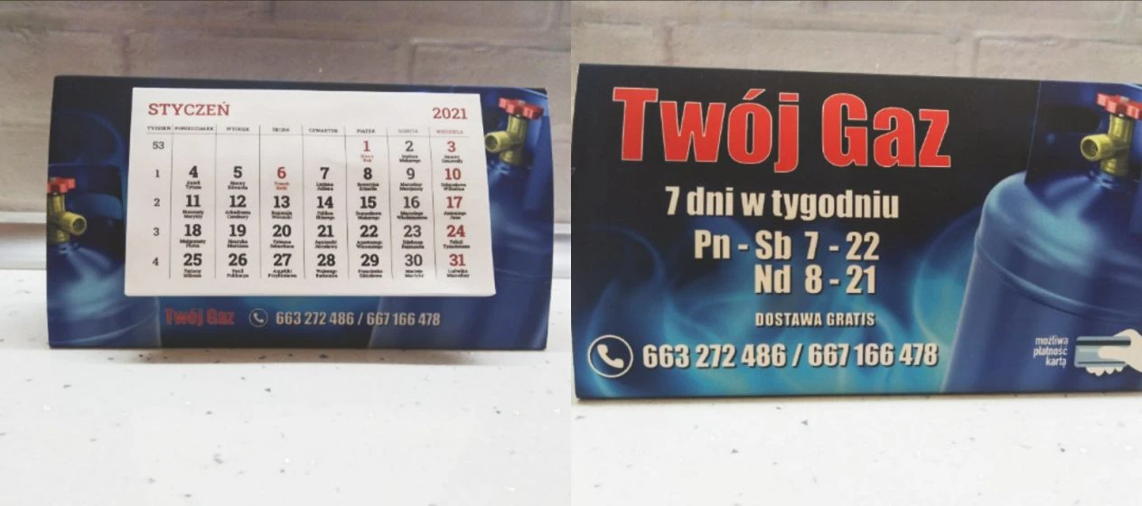 kalendarze biurkowe z logo Twój Gaz