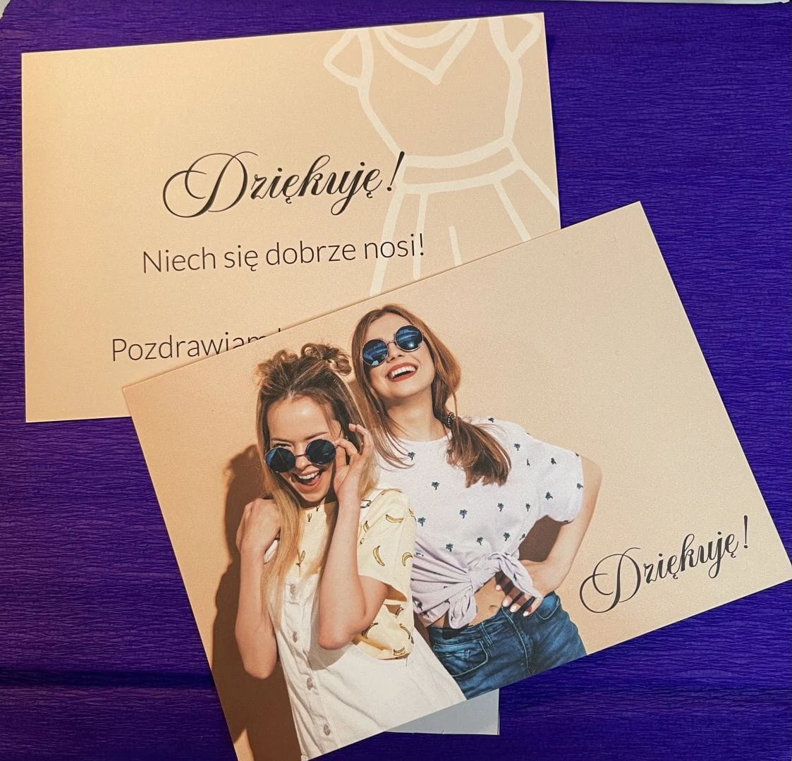 ulotki z podziękowaniem za zakup dla sklepu internetowego
