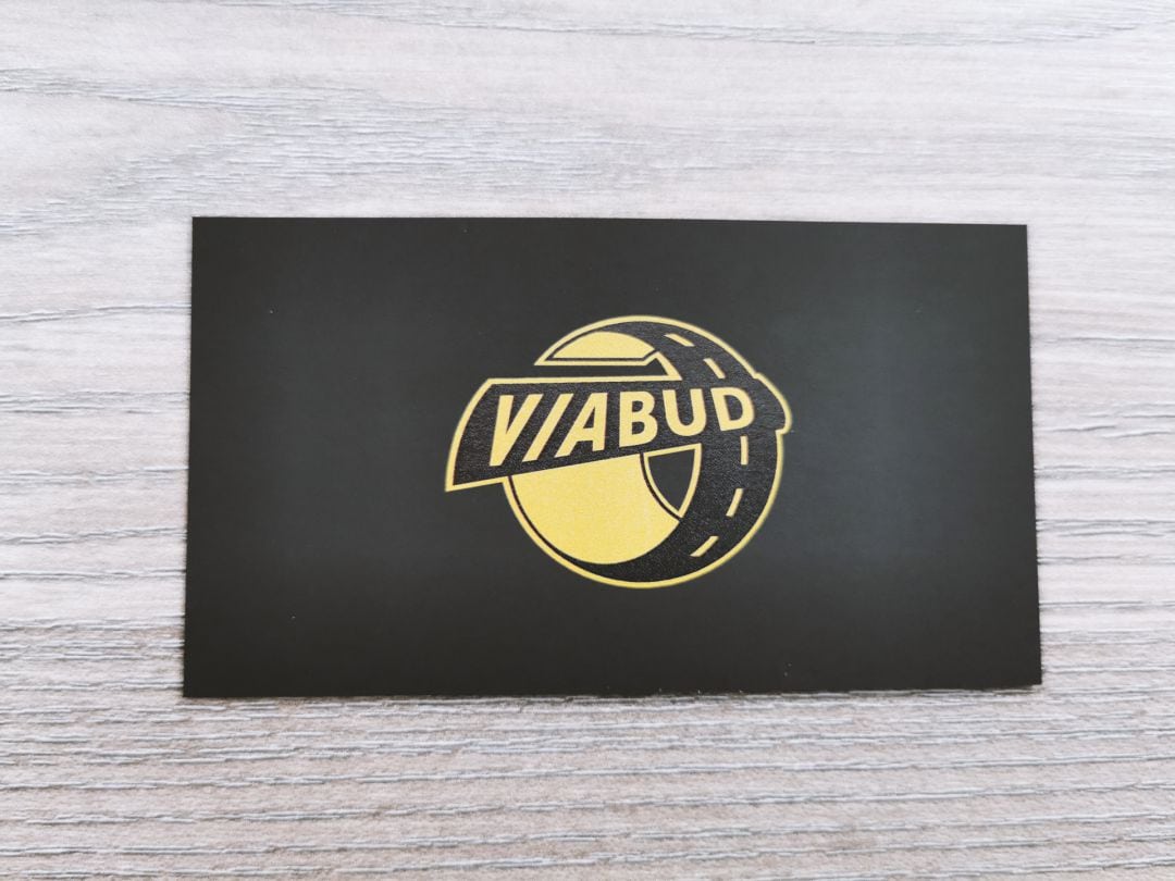 wizytówki czarne barwione z logo VIABUD