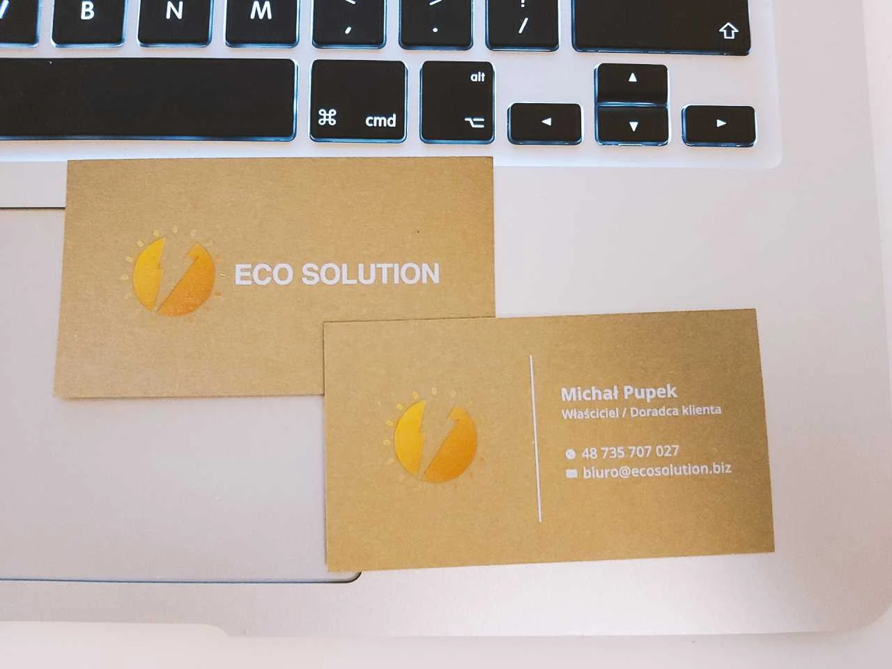 wizytówki na papierze ekologicznym z logo ECO SOLUTION