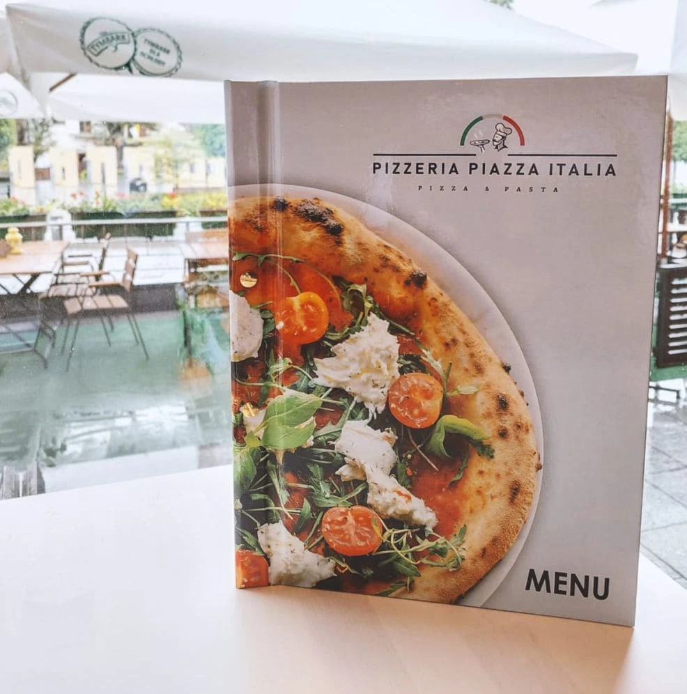 okładki menu z nadrukiem restauracji PIZZERIA PIAZZA ITALIA