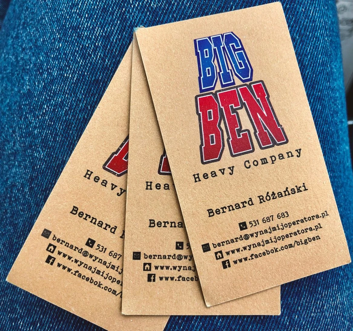 ekologiczne wizytówki z logo BIG BEN