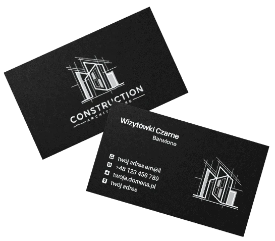 wizytówki na czarnym papierze