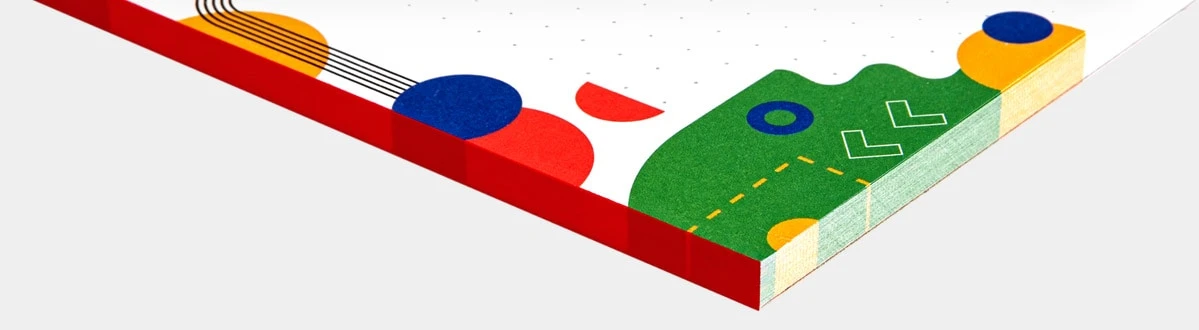 notes reklamowy w kropki z zaokrąglonymi narożnikami i kolorowym klejem