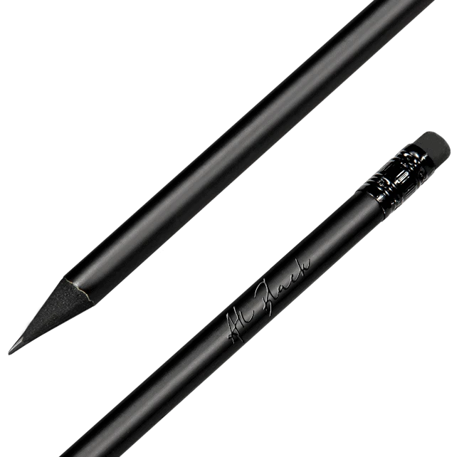 ołówki All Black z nadrukowanym logo
