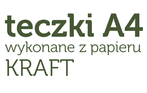 napis: teczki A4 wykonane z papieru KRAFT