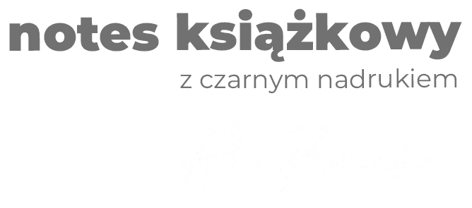 napis: notes książkowy z czarnym nadrukiem