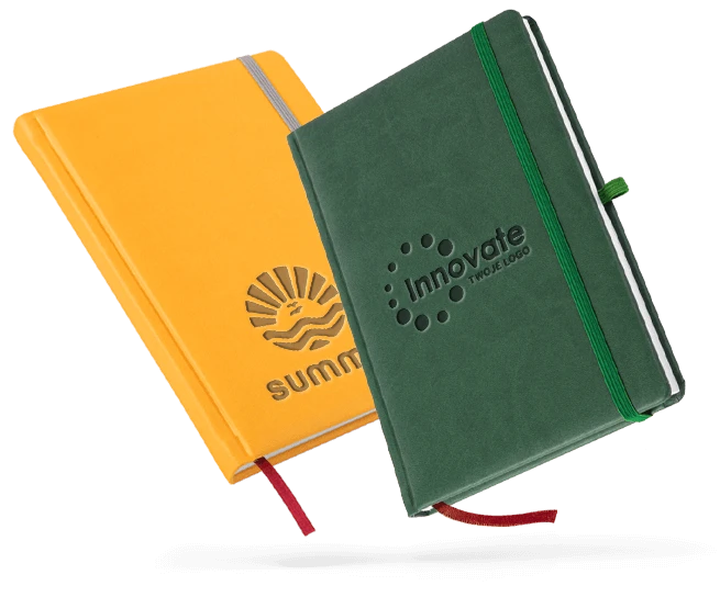 notesy książkowe z tłoczonym logo