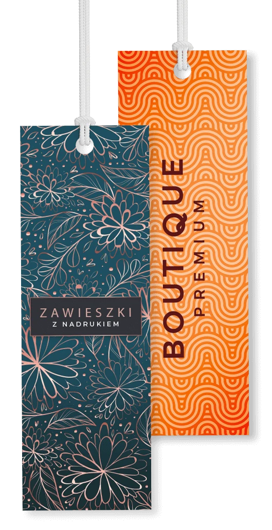 zawieszki odzieżowe z nadrukiem