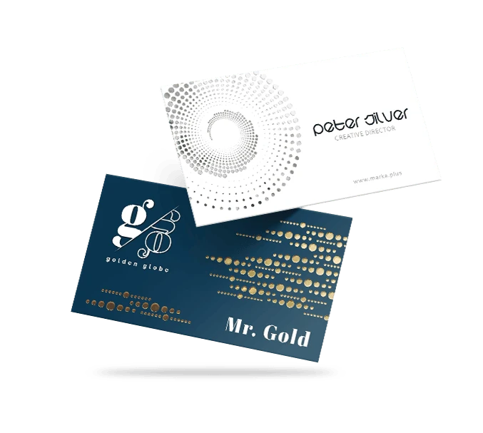 Wizytówki złocone lub srebrzone