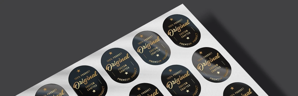 naklejki reklamowe z logo na złoconej folii