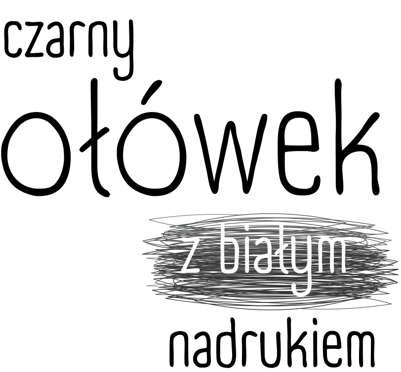 czarny ołówek z białym nadrukiem napis: czarny ołówek z białym nadrukiem