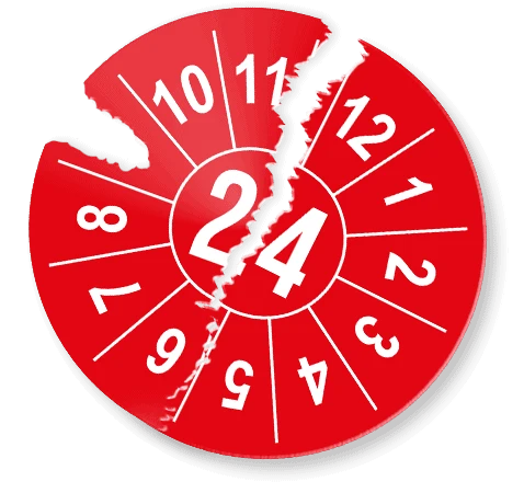 przykład zdartej naklejki plombowej z nadrukiem przykład zdartej naklejki plombowej z nadrukiem