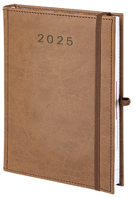 kalendarz książkowy z gumką kolor brązowy