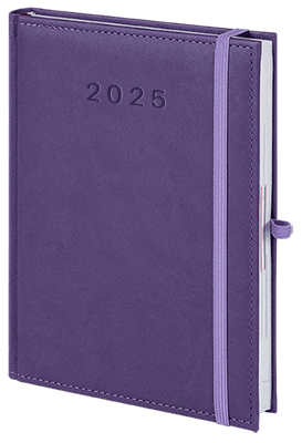 kalendarz książkowy z gumką kolor fioletowy