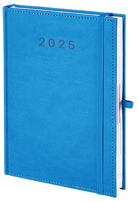 kalendarz książkowy z gumką kolor błękitny