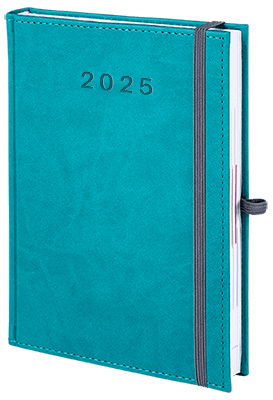 kalendarz książkowy z gumką kolor turkusowy