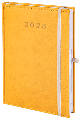 kalendarz książkowy z gumką kolor żółty