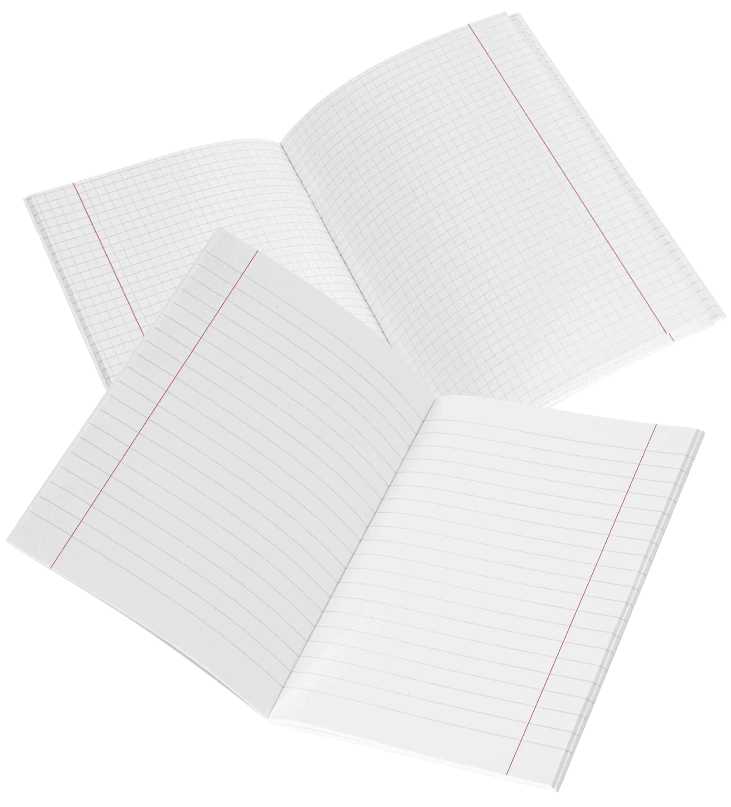 zeszyty w kratkę lub w linie