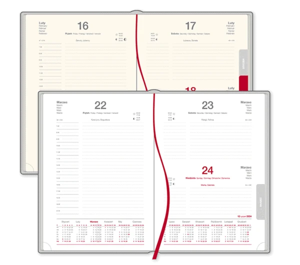 środek kalendarza książkowego gold