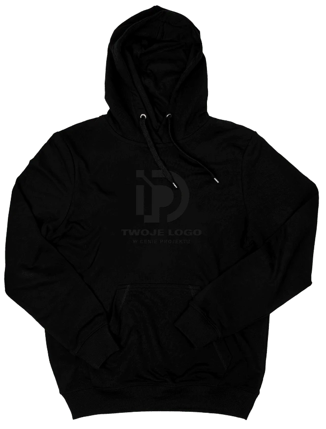 czarna bluza z nadrukiem reklamowym