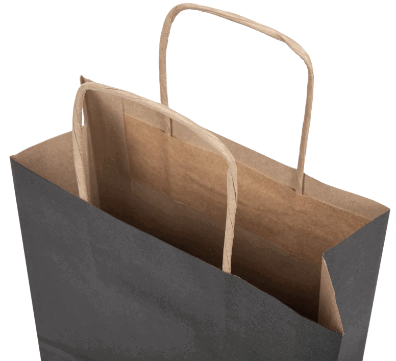 czarna torba papierowa z wnętrzem kraft czarna torba papierowa z wnętrzem kraft