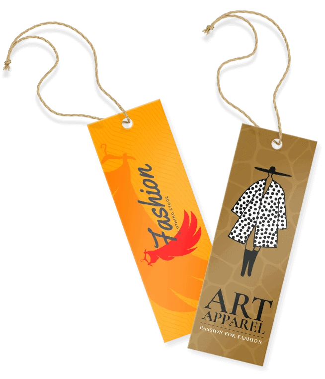  Zawieszki odzieżowe 90x30 mm z kolorowym nadrukiem