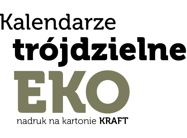 napis: Kalendarze trójdzielne EKO nadruk na kartonie KRAFT