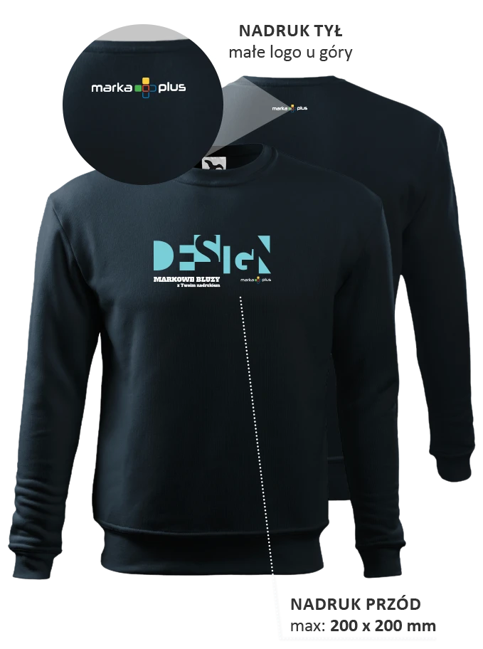 bluza reklamowa bez kaptura z nadrukiem - infografika