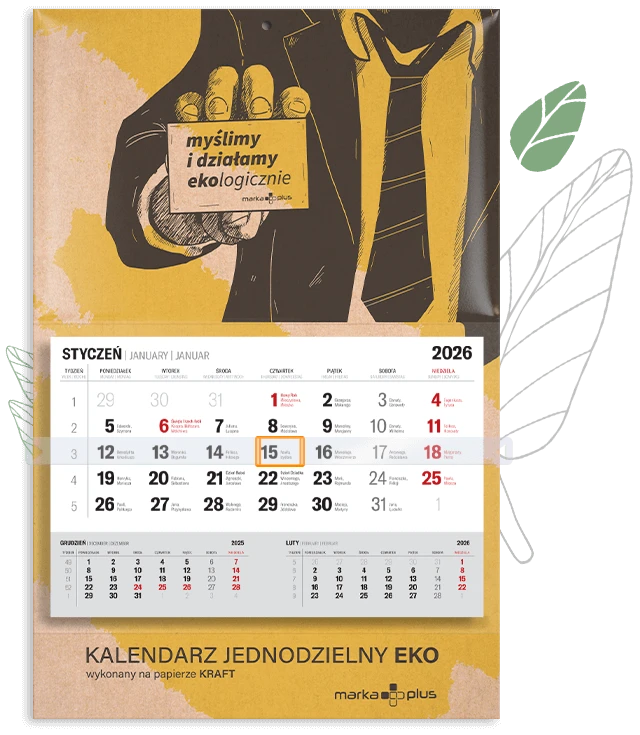 Kalendarz jednodzielny reklamowy w wersji Eko Kalendarz jednodzielny reklamowy w wersji Eko