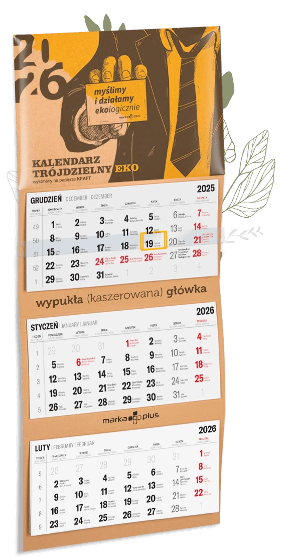 ekologiczny kalendarz trójdzielny z nadrukiem ekologiczny kalendarz trójdzielny z nadrukiem