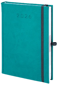 kalendarz reklamowy z gumką, kolor turkusowy kalendarz reklamowy z gumką, kolor turkusowy