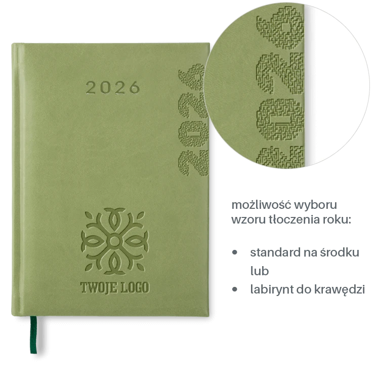 kalendarze książkowe standard z tłoczeniem infografika